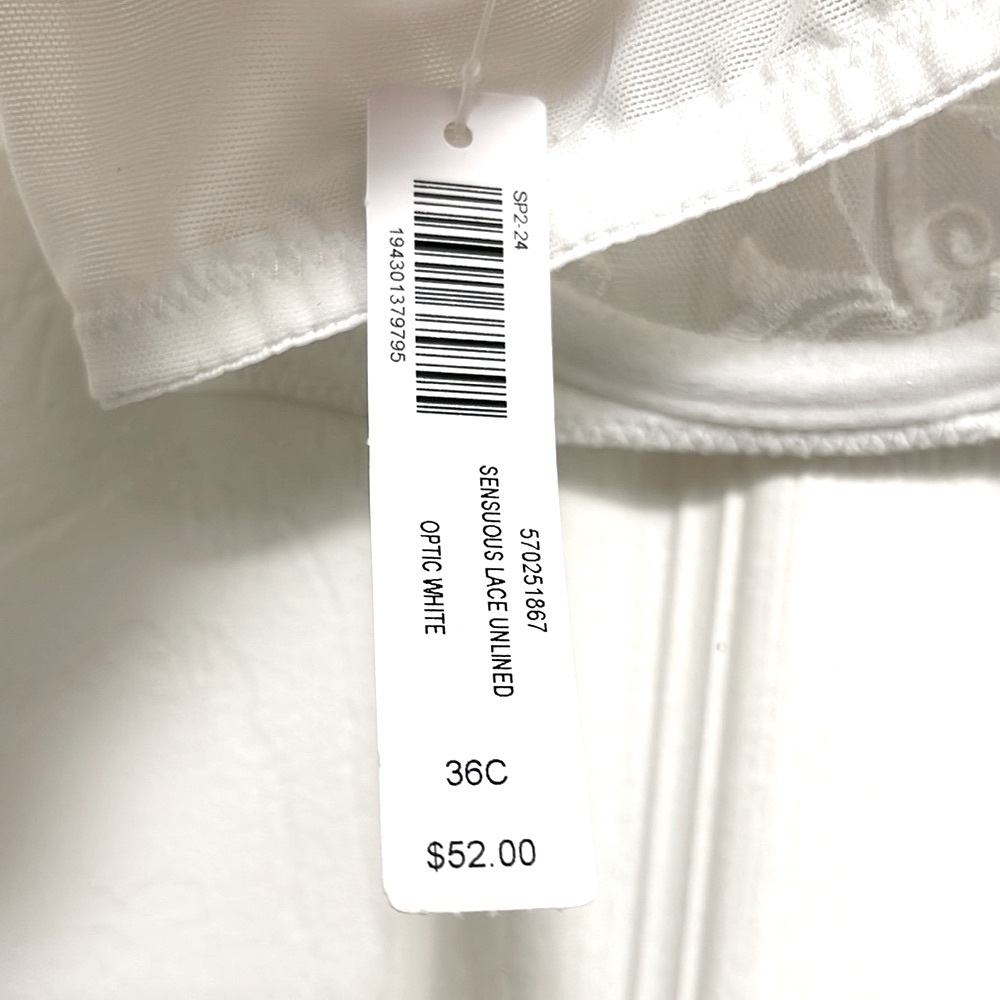NWT SOMA Sensuous Lace Unlined Bra in Optic White - Picture 8 of 9